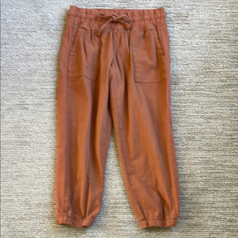 Burnt Orange colored elastic waist pants
New without tags . Description below.
